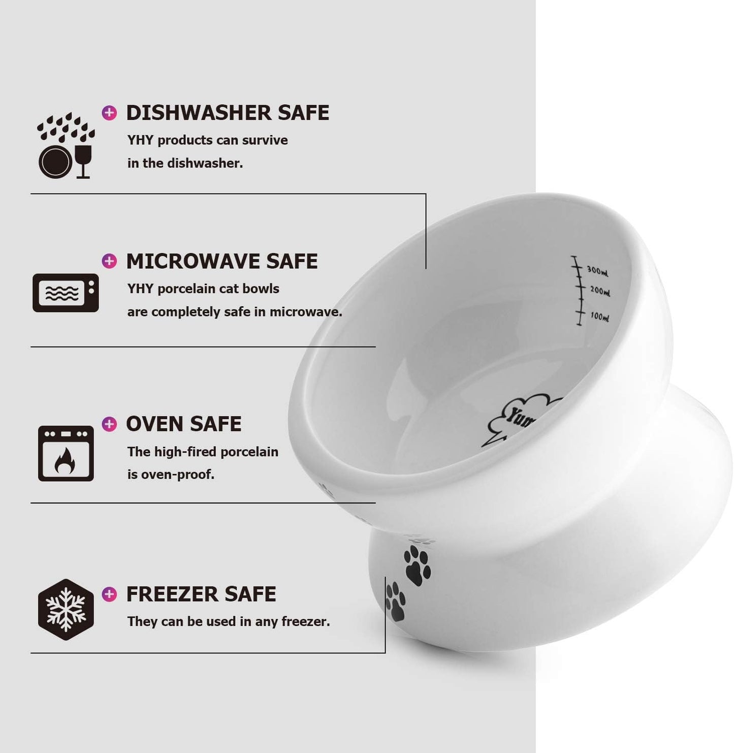 Elevated Cat Food Bowl, Raised Pet Food and Water Bowl, Cat and Small Dog Bowl, Tilted Ceramic Cat Water Bowl No Spill,15Oz, Dishwasher Safe