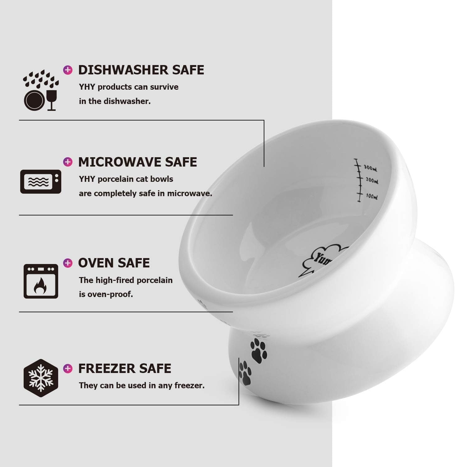 Elevated Cat Food Bowl, Raised Pet Food and Water Bowl, Cat and Small Dog Bowl, Tilted Ceramic Cat Water Bowl No Spill,15Oz, Dishwasher Safe