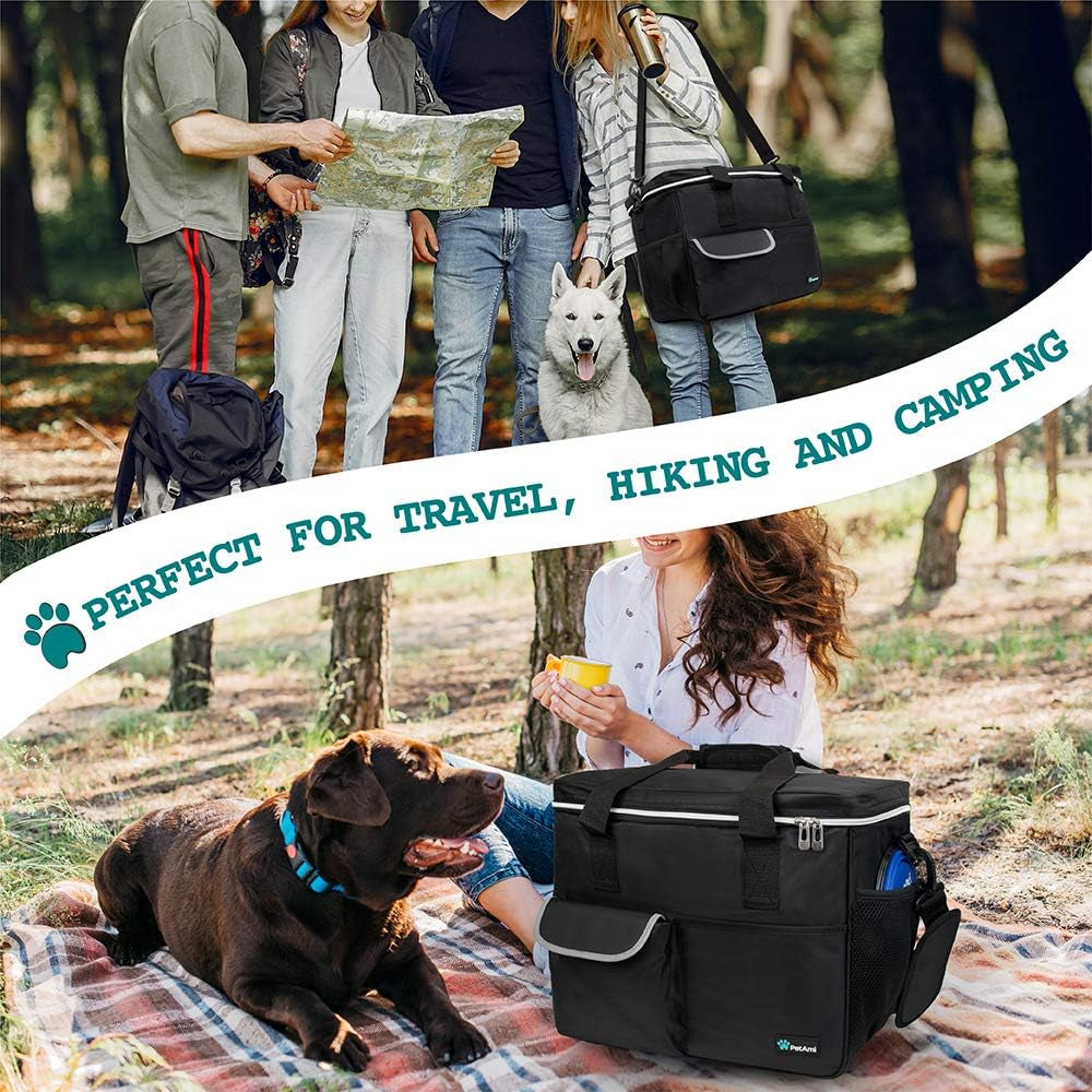 Dog Travel Bag | Airline Approved Tote Organizer with Multi-Function Pockets, Food Container Bag and Collapsible Bowl | Perfect Weekend Pet Travel Set for Dog, Cat