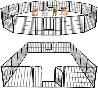 24/32/40-Inch 8/16/32 Panel Heavy Duty Pet Playpen Dog Exercise Pen Cat Fence with Door Puppy Rabbits Portable Play Pen,Outdoor/Indoor,Black