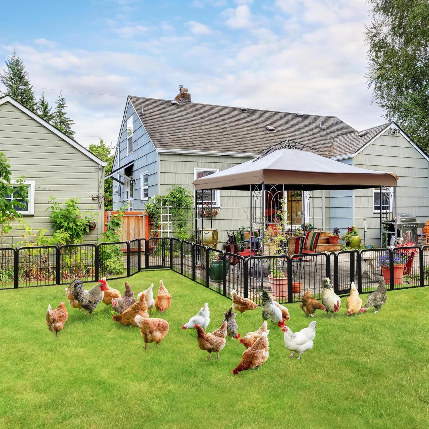 24/32/40-Inch 8/16/32 Panel Heavy Duty Pet Playpen Dog Exercise Pen Cat Fence with Door Puppy Rabbits Portable Play Pen,Outdoor/Indoor,Black