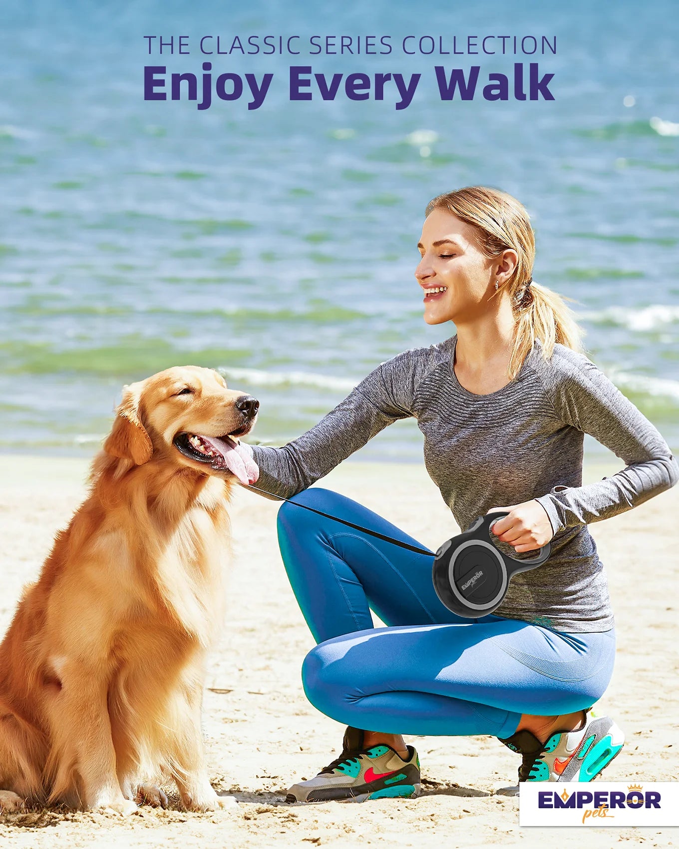 Correa Retráctil Para Perros Grandes De 16 Pies - Hasta 110 Libras, Correa Para Perros Grandes De Alta Resistencia Retráctil De 16 Pies - Gris - GY16-50