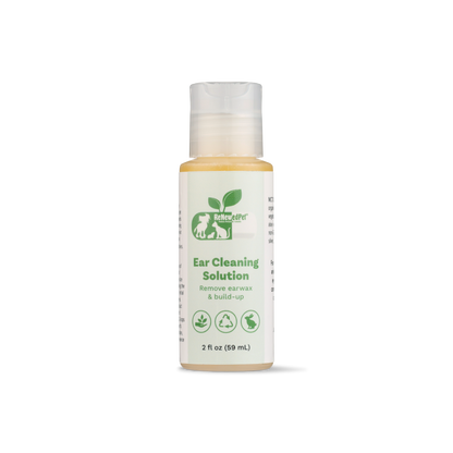 Bottle of ear cleaning solution on a white background