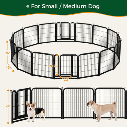 24/32/40-Inch 8/16/32 Panel Heavy Duty Pet Playpen Dog Exercise Pen Cat Fence with Door Puppy Rabbits Portable Play Pen,Outdoor/Indoor,Black