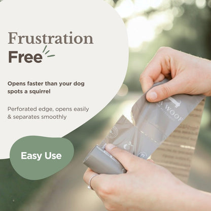 Person opening a package with text highlighting 'Frustration Free' and 'Easy Use'.
